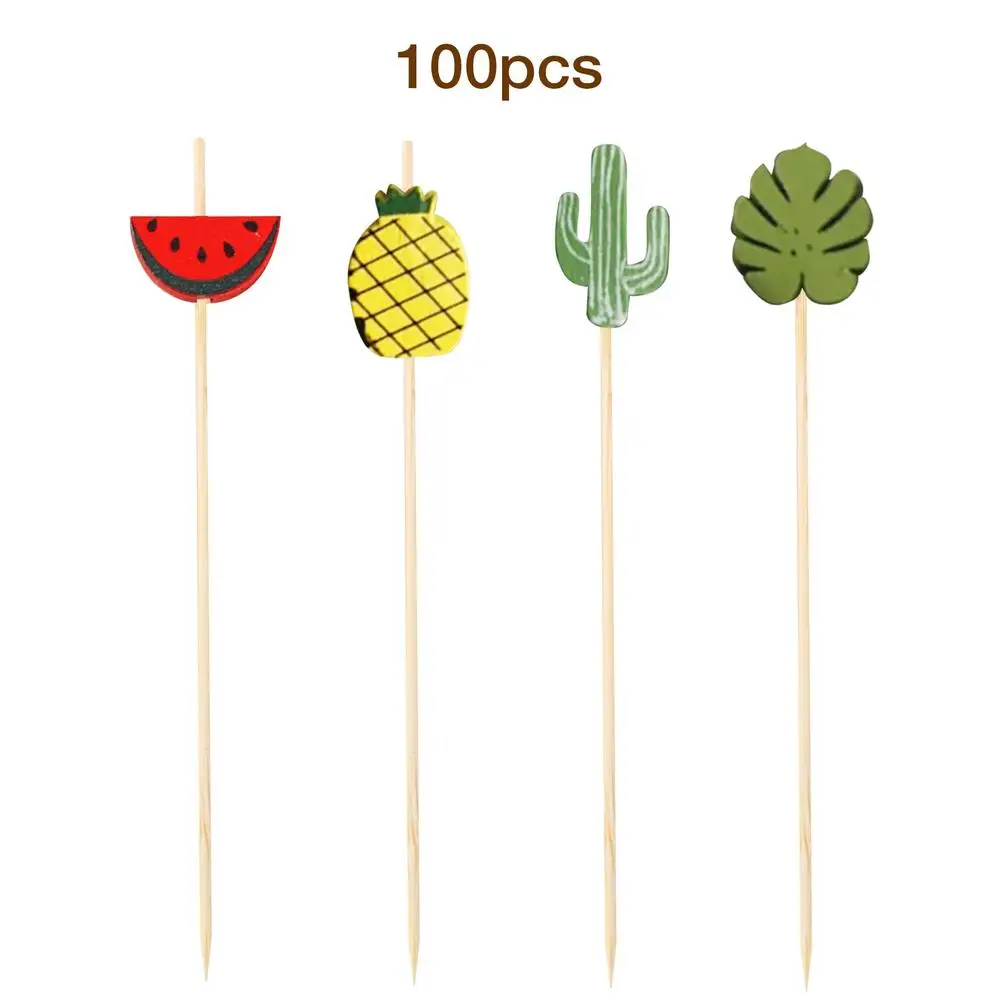 

100 шт. одноразовые бамбуковые палочки, милые Фруктовые палочки для еды, коктейлей, пикника вечерние вечеринки, свадьбы, декоративные принадл...