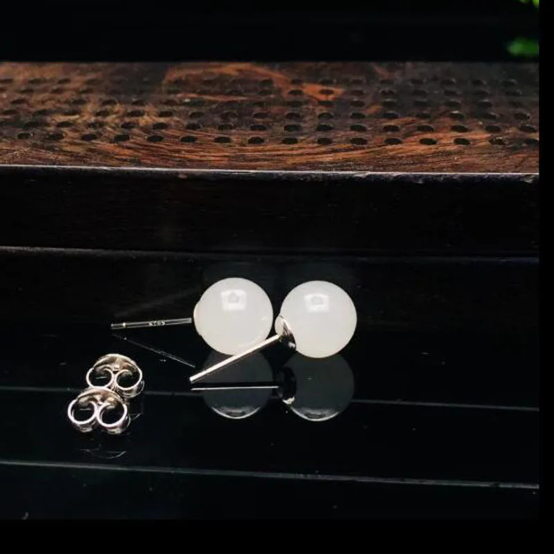 

Natrual Hetian White Jade Inlay Color Wine Cup Earrings For Women Fashion Jewelry Party christmas