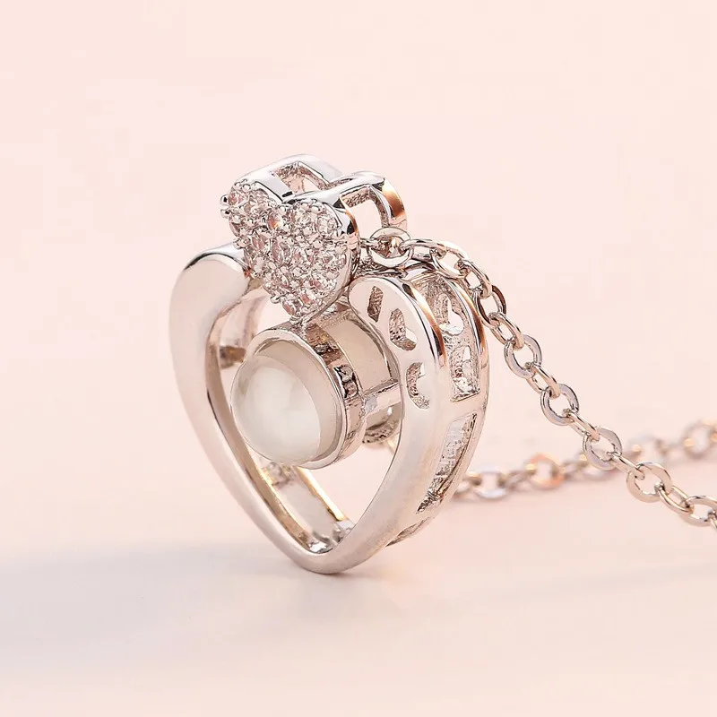 Ювелирное изделие в форме сердца новинка 100 языков подарок на день Святого