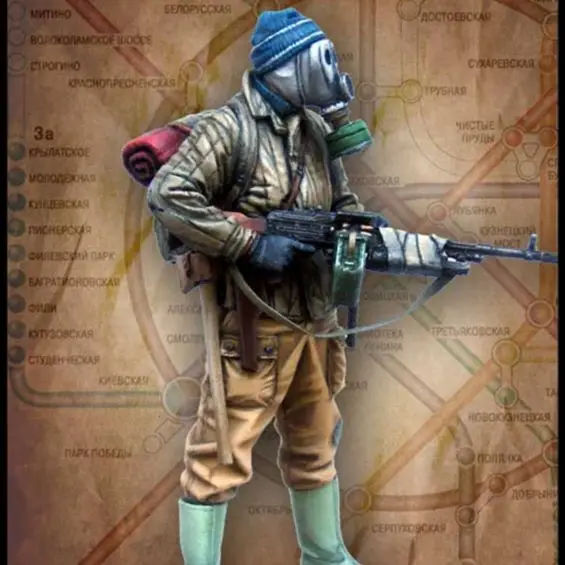 

Resin Figure Unpainted Model Soldier Garage Kit Lewan 1/35 gas mask machine gunner resin soldier character model white model GK