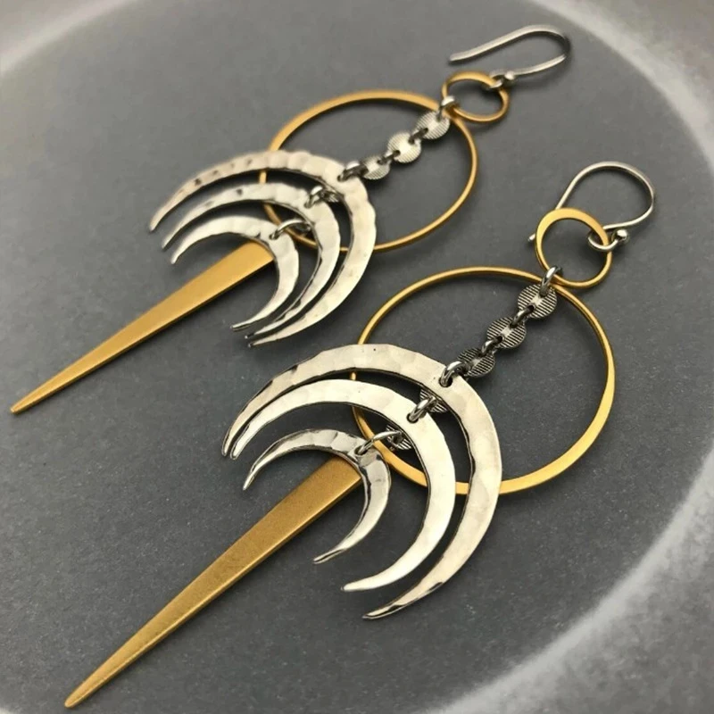 

Creative Fashion Golden Celestial Moon Pendant Drop Earrings For Bohemian Women Charm Wanderlust Jewelry Party Female Gift