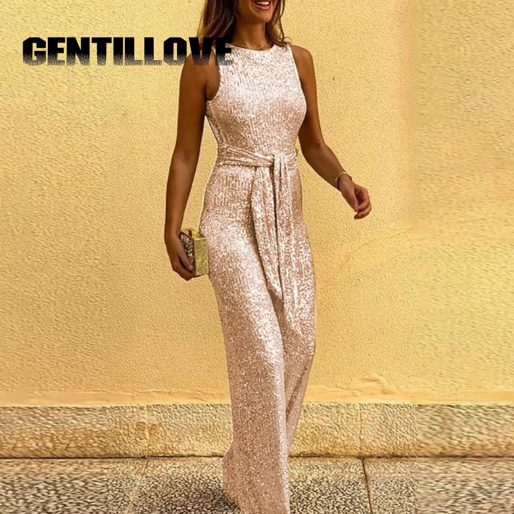 Комбинезон женский с блестками пикантный Элегантный Блестящий комбинезон без