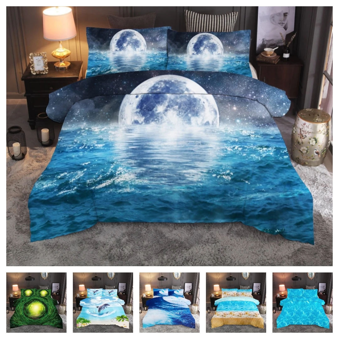 

2021 Hot Style 2 or 3pcs Calico Printing Soft Duvet Cover Sets 1 Quilt Cover + 1/2 Pillowcases Single Twin Full Queen King