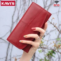 kavis luxury brand leather women long zipper coin purses design clutch wallet female money credit card holder portomonee handy