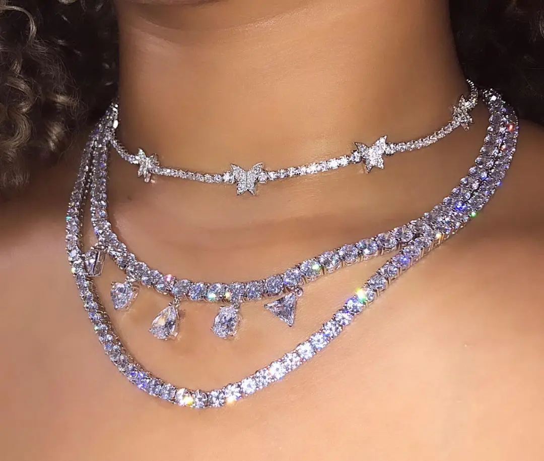

Женское Ожерелье с круглым кубическим цирконием, ожерелье с цепью для тенниса с кубическим цирконием 5 мм, модное украшение для свадьбы, лет...