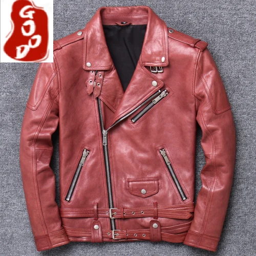 

Streetwear Natural Genuine Leather Jacket Men Clothes 2021 Korean Fashion Short Moto Biker 100% Sheepskin Coat Hiver 7003