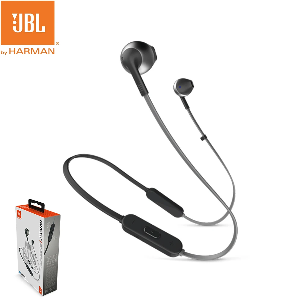 

Bluetooth-наушники JBL T205BT, беспроводные наушники-вкладыши, спортивные Bluetooth-наушники для бега с поддержкой IOS, Android с микрофоном