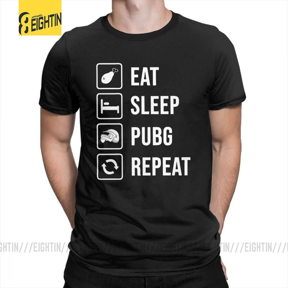 Футболка с надписью «Eat Sleep PUBG Repeat», победитель, Куриный Ужин, короткий рукав, высокое качество, хлопок, футболка, одежда, мужские топы размера плюс