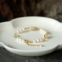 emerald freshwater pearl women bracelets on hand chain bangles jewelry aesthetic fashion female popular now new 2021 vintage