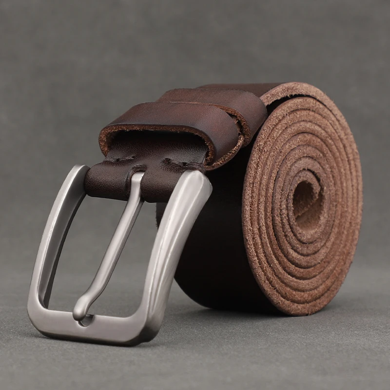 

Handmade leather belt men's leather head leather belt needle buckle retro simple Korean trouser belt fashion young people