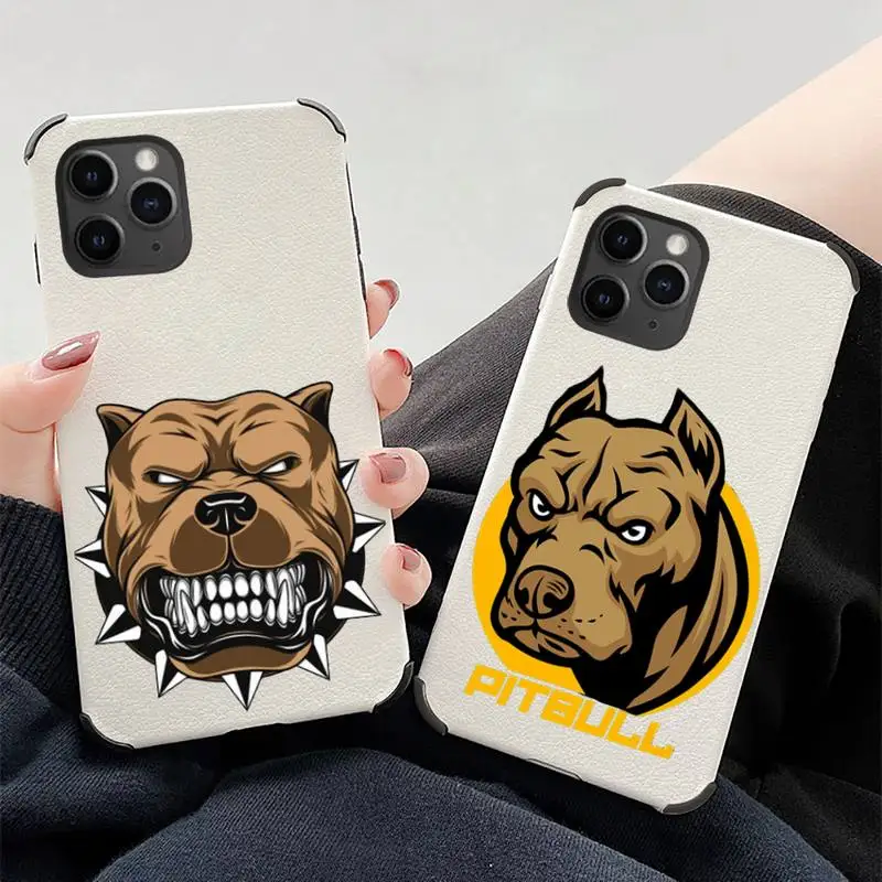 

Pit Bull Lovely Pet Dog Pitbull Phone Case Lambskin Leather For iphone 12 11 8 7 6 XR X XS PLUS MINI PLUS PRO MAX Shockproof