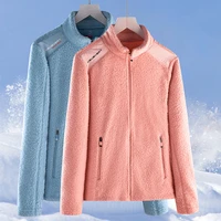 womens fleece jacket double sided plush thick coat sweatshirt leisure flannelette fashion outerwear mountaineering clothing