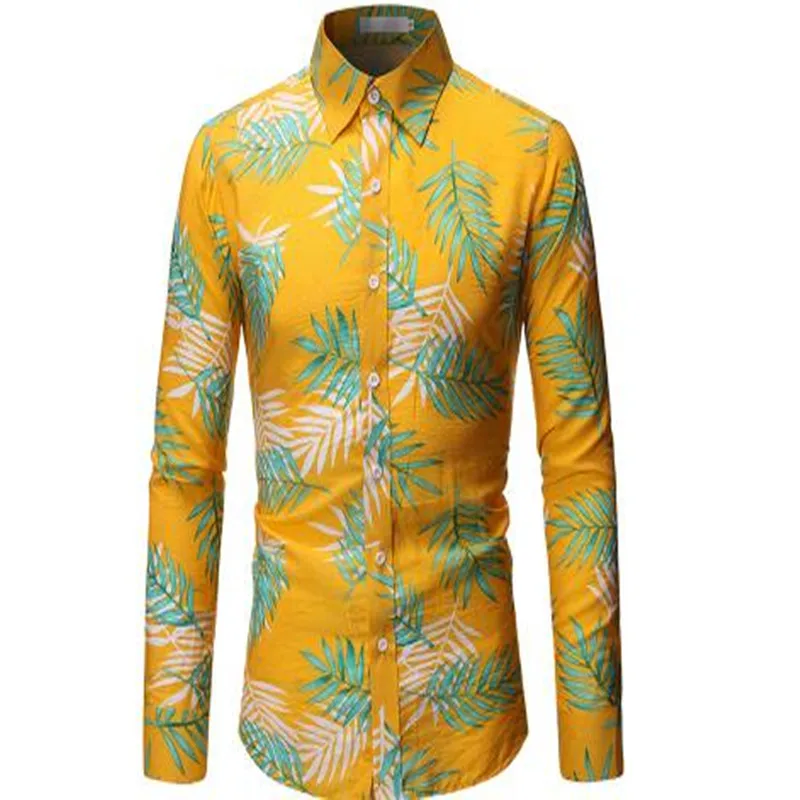

new European size men's fashion printed casual shirt with long sleeves