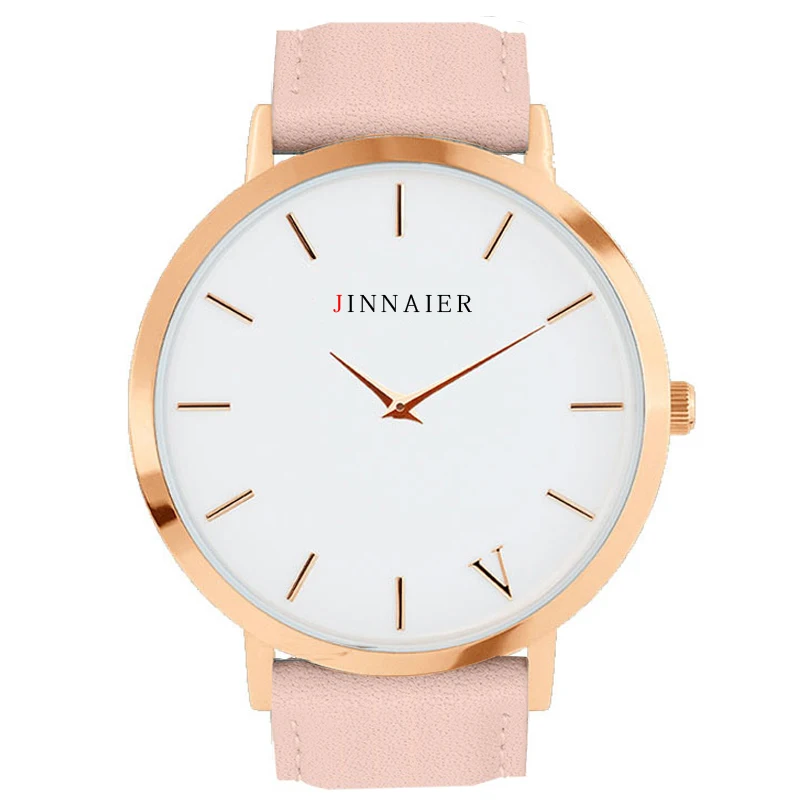 Часы женские кварцевые под розовое золото с кожаным ремешком 2021 - купить по