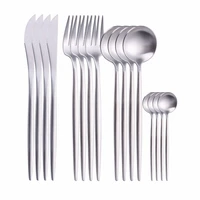 silver cutlery set stainless steel tableware 1810 fork knife set kitchen dinner set spoons and forks dinnerware dropshipping
