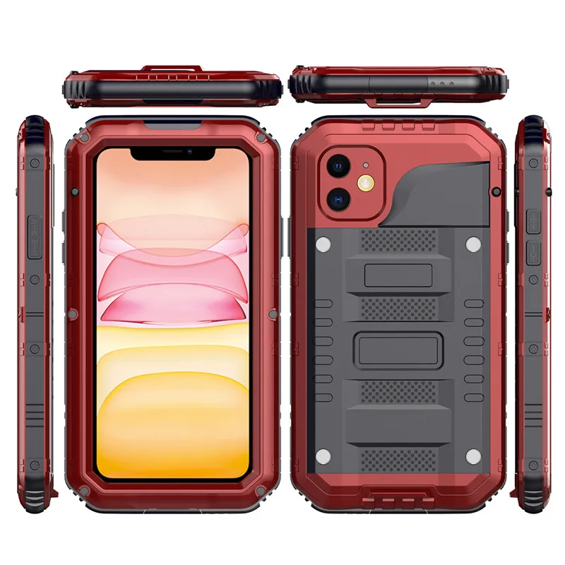 

Waterproof IP68 Metal Armor Case For iPhone 11 Pro max Xr Xs max Case Heavy Duty Protection Cover for iPhone 6 7 8 Plus X Coques