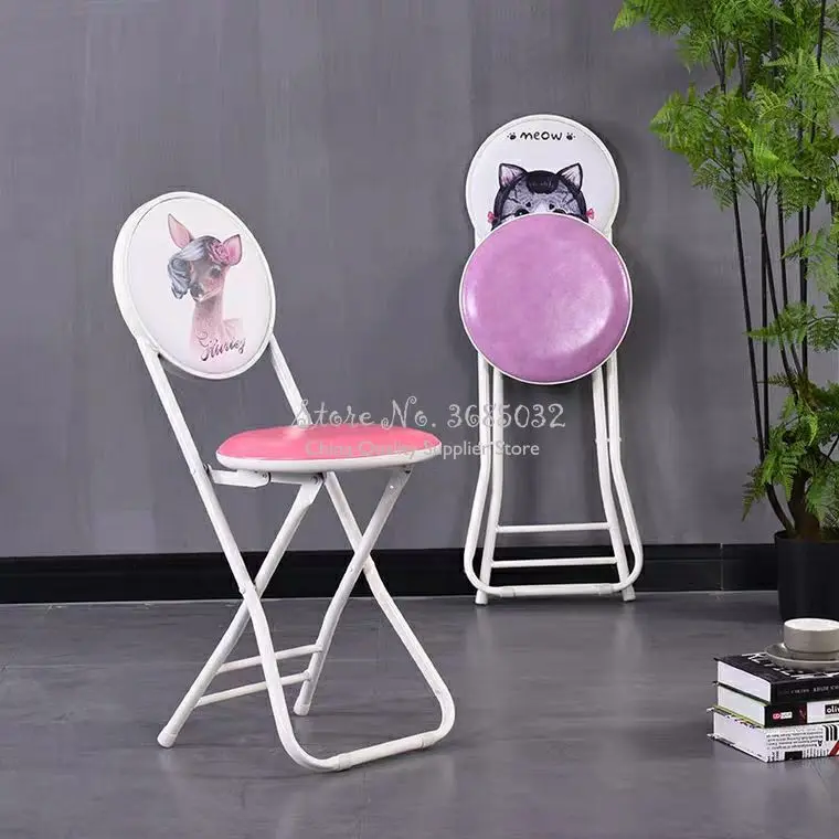 구매 등받이가 있는 빈티지 접이식 의자 심플 휴대용 접이식 소형 벤치 가정용 거실 가구 크리에이티브 스툴