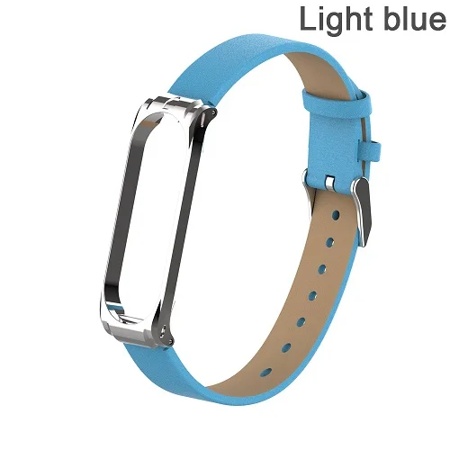 light blue 1 шт. модный браслет из искусственной кожи для Xiaomi mi 3 4 ремешок для часов браслет на запястье mi Band замена Силиконовой Металлической Рамки - Цвет: light blue