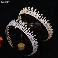 aaa zirconia headdress long diameter hairband handmade silver gold cz lengthened tiaras and crowns for women princess headwear