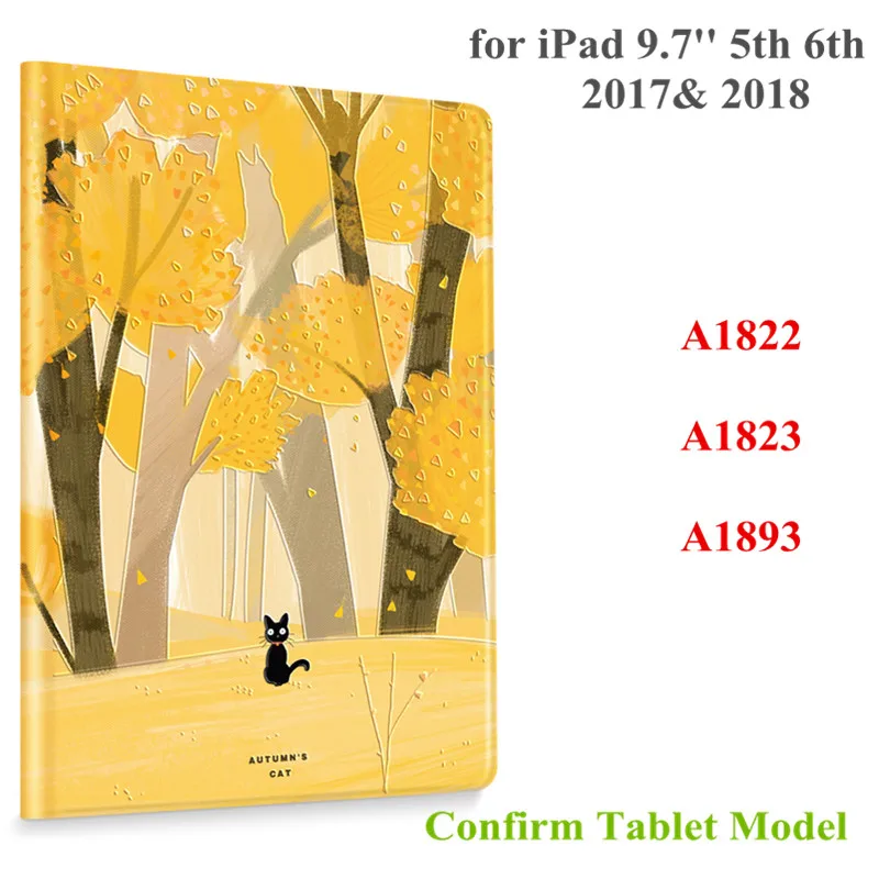 iPad 9.7 2017 2018 Для iPad цветной принт планшет кожаный чехол для iPad 3D рельефный защитный чехол умный чехол s - Цвет: iPad 9.7 2017 2018