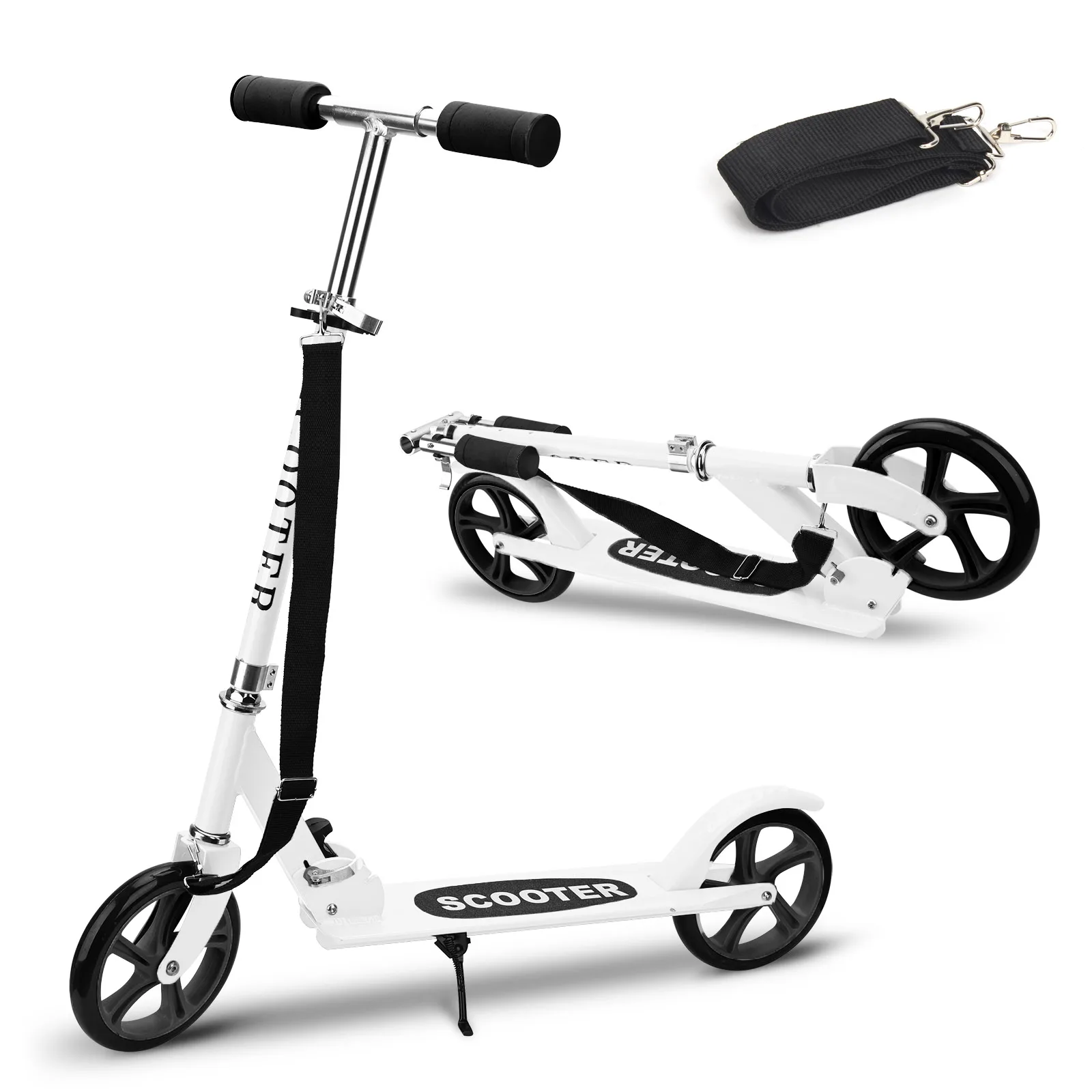 

Scooters with 200mm Large Wheels, Adjustable Height Shoulder Strap, Smooth Ride Commuter Portable Scooters for kids and adults