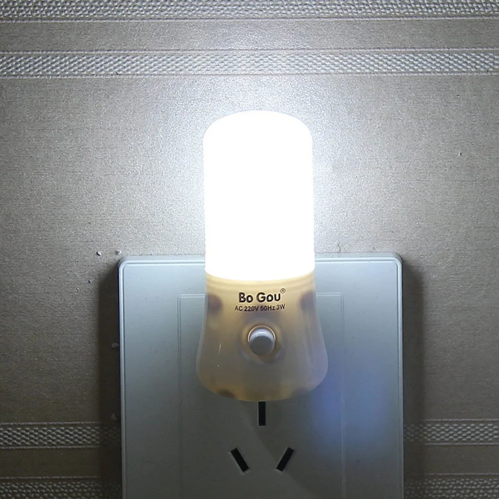 

3W Novelty LED Night Light Wall Socket Bedside Lamp 6 Lamp Beads Warm Light Home Decoration Lamp For Children Baby Bedroom