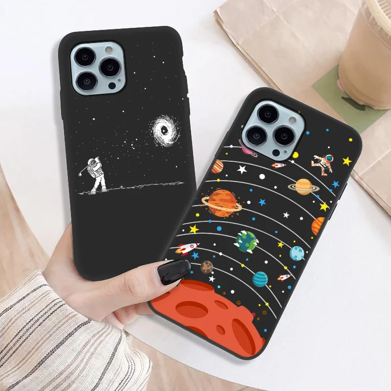 Planet Astronaut Phone Case For iPhone 13 Pro Max Case Cover iPhone 14 11 12 Mini 12Pro XR X XS SE 2020 7 8 14 Plus Cases Coque