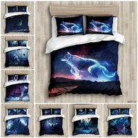 2020 glow in the dark wolves temperament family of four three piece single twin double queen king quilt cover sheets