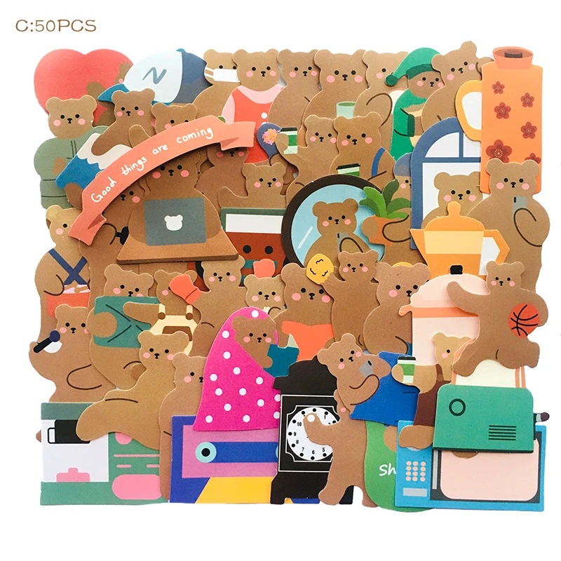 33/34/50 Uds Ins Corea lindo salida oso lindo pegatina ni&ntilde;a scrapbook DIY creativo basura revista papeler&iacute;a decoraci&oacute;n pegatina-3