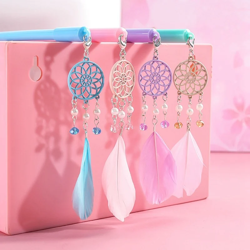 

1Pcs Cute Creative Feather Dreamcatcher Gel Pens Pens Kawaii Pendant Neutral Pen for Kids Gift School office Supplies Stationery