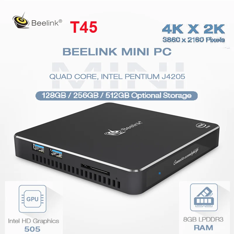 Beelink Gemini T45 Мини ПК 8 ГБ ОЗУ 128 ГБ/256 ГБ/512 Intel Apollo Lake Pentium J4205 Wifi Bluetooth настольный