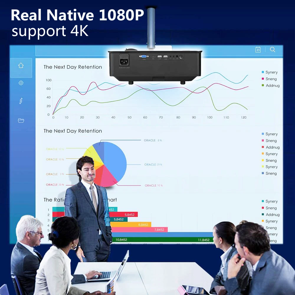 TRANSJEE 1080P светодиодный Full HD Поддержка 4K проектор для смартфона Android кинопроектор