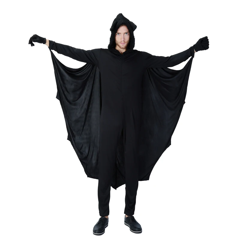 Костюм летучей мыши для взрослых и мужчин на Хэллоуин модный костюм с капюшоном