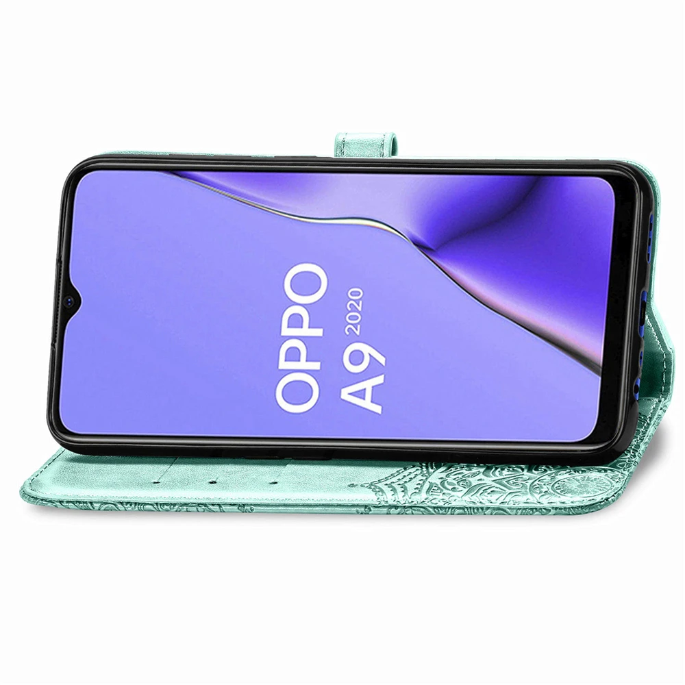 Роскошный кожаный чехол книжка с мандалой для OPPO A5 2020 A9 A57 A7X однотонный кошелек