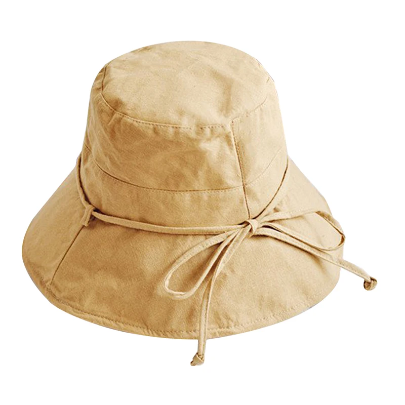 Women Summer Fisherman Hat Bucket Sun Hats With Bow Sunscreen Protection Korean Fashion Female Foldable Cap | Аксессуары для