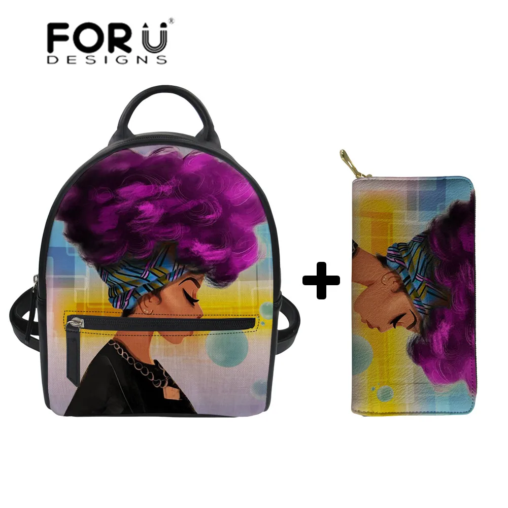 Рюкзаки FORUDESIGNS для женщин черные сумки на плечо с принтом в африканском стиле