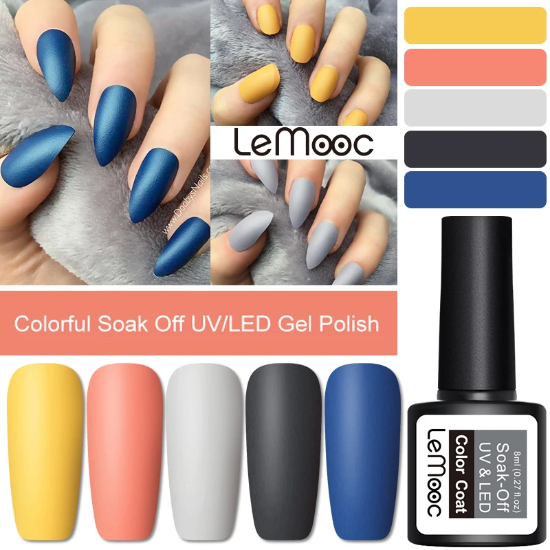 Гель лак для ногтей LEMOOC 8 мл Матовый верхний слой УФ гель дизайна Полупостоянный
