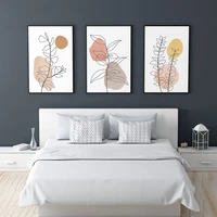 abstract geometric trendy boho style leaves neutral canvas painting poster wall art print pictures bedroom interior home decor