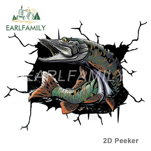 

EARLFAMILY 13 см для автомобиля с изображением рыбы и форели, граффити, наклейка на мотоцикл, доску для серфинга, наклейки на лобовое стекло Campervan RV JDM ДЛЯ фургона