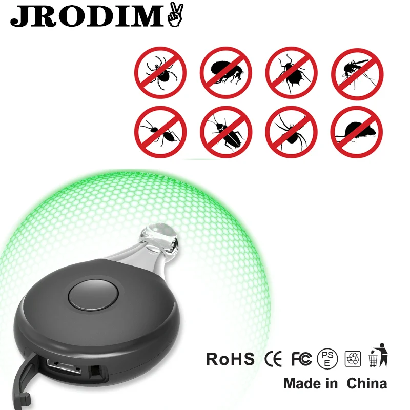 Ультразвуковой отпугиватель клещей и вшей для собак и кошек с USB-питанием.