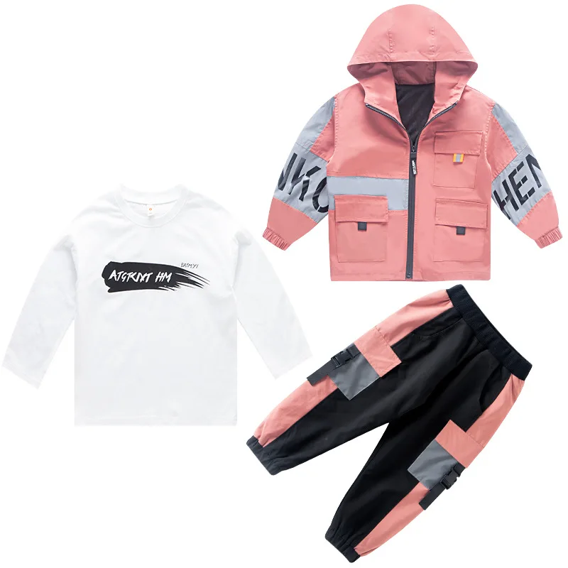 

Fashion Cool Spring Autumn Boys Clothing SuitsCoat + Pants2pcs/Set Kids Jacket Tops Outfits Teenager Sport Tracksuit High Qual