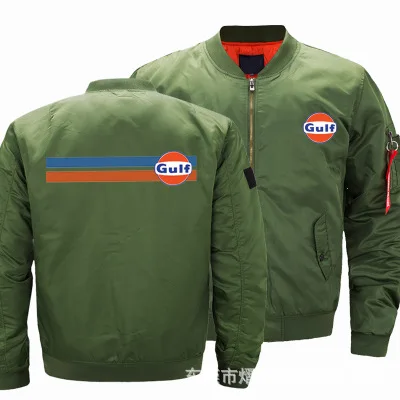 

New Autumn Winter Flying Gulf Logo Men and Women Jacket Coat Warm Windproof Casual Zip Baseball Jacket