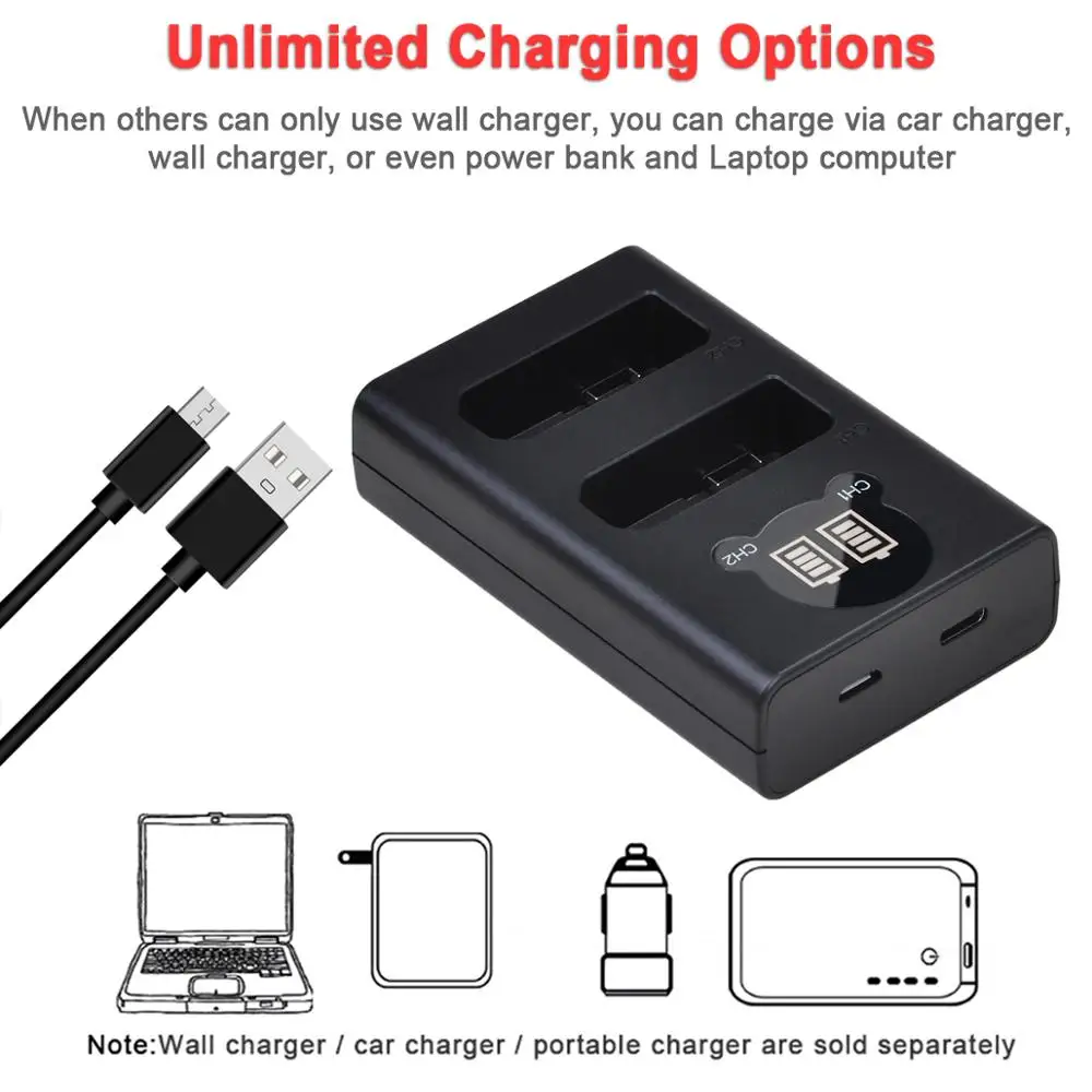 Аккумулятор EN EL14a 1530/EN-EL14 мАч 2 шт. двойное зарядное устройство USB Type-C с ЖК-дисплеем