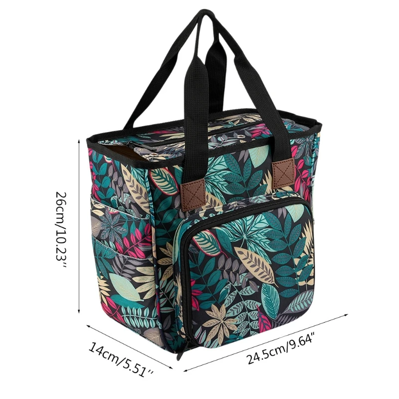 Bolsa de tejer port&aacute;til, organizador de almacenamiento de hilo DIY, gancho de ganchillo, agujas, hilo de tejer, cesta de mano para bolas de hilo, accesorios de costura-5
