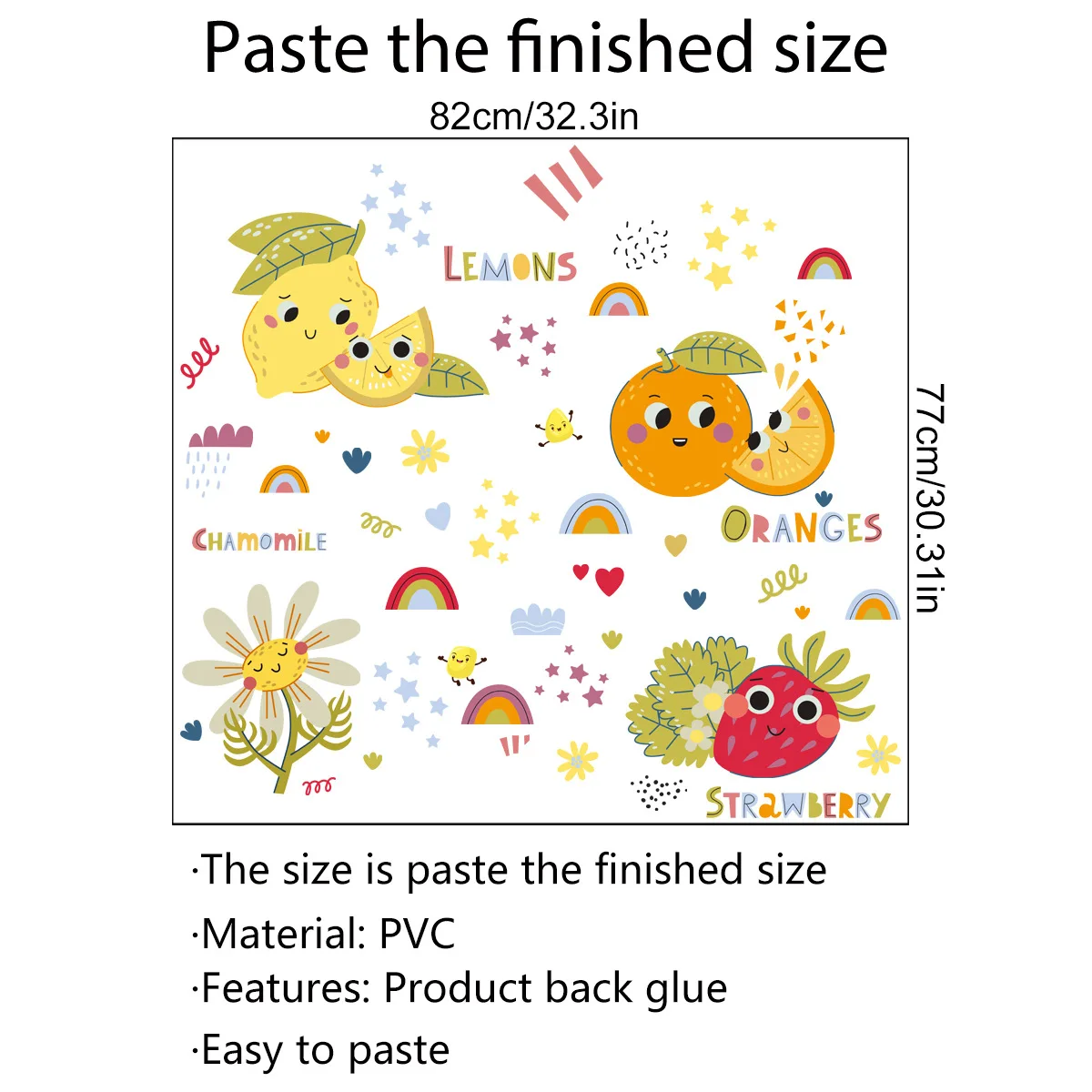 

Children's Ground Paste Cartoon Fruit Love English Wall Paste Living Room Bedroom Kindergarten Decorative Wall Paste