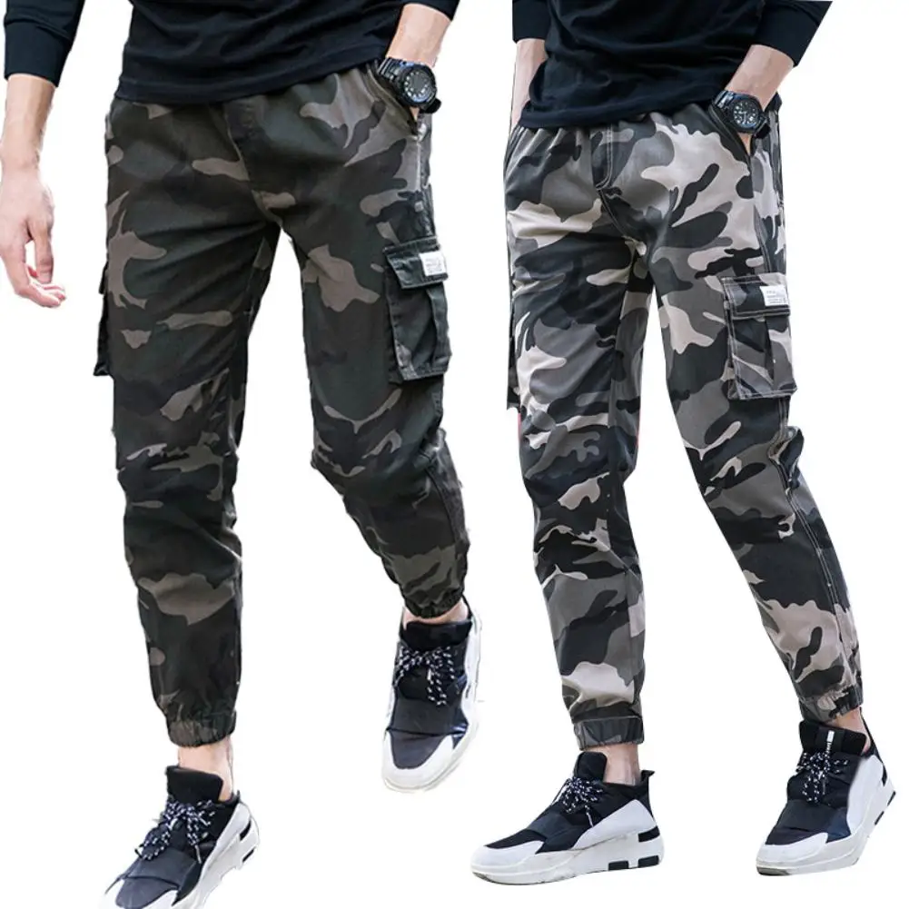 

Casual Pants Men Tactical Jogging Pants Cargo Pants Men Thin Multi-Pocket Ankle Tie Elastic Waist Straight Cargo Pants Trousers
