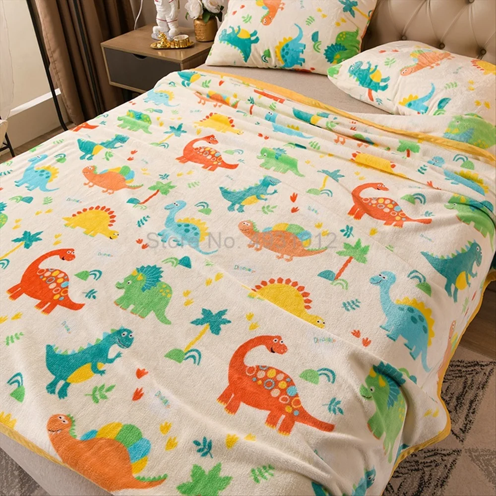 Dinosaurio de dibujos animados manta ni&ntilde;os ni&ntilde;o Animal ancestral de franela manta de lana para sof&aacute; dormitorio habitaci&oacute;n (sin funda de almohada)-2