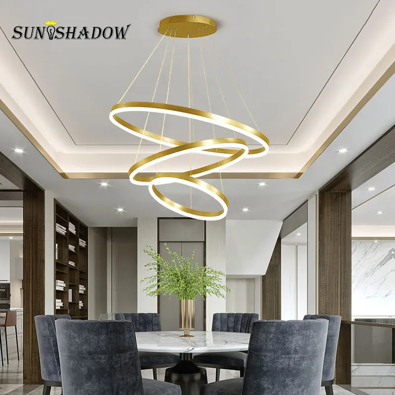 Hanging Lamp Circle Led Pendant Light For Home Living room Dining Kitchen Surface Moutn Acrylic 20 40 60 80cm | Лампы и освещение