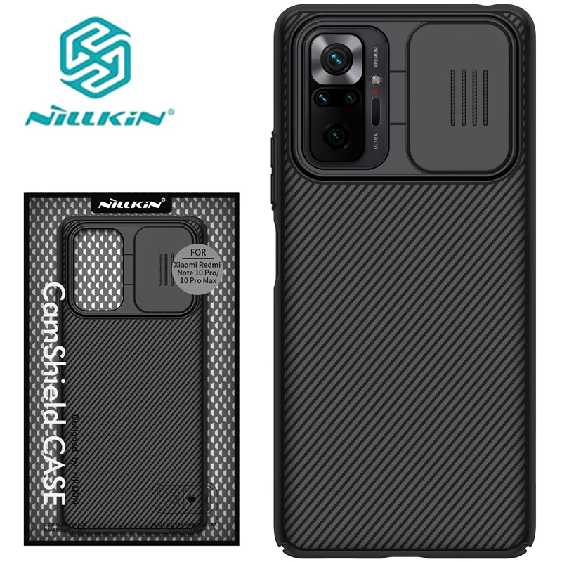 NILLKIN Защита камеры Camshield Phone Case PC Cover On для Xiaomi Redmi Note 10 Pro Max 10s Note10 10Pro 64/128 ГБ Бампер на.