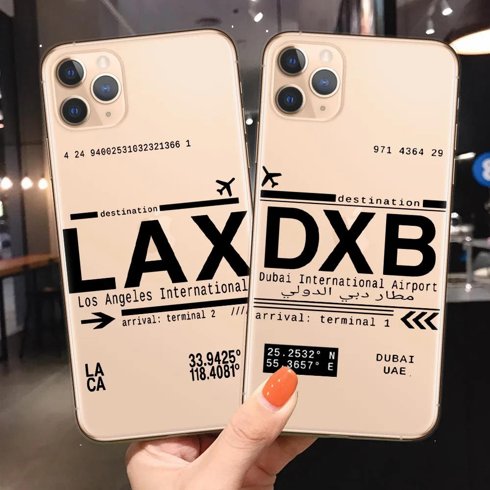 Прозрачный чехол для телефона с кодом из аэропорта мира iPhone 11 Pro Max 2019 мягкий